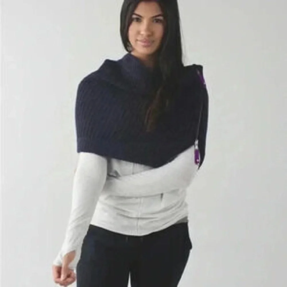 Classic Navy Knit Shoulder Wrap - Women's Cozy Layer